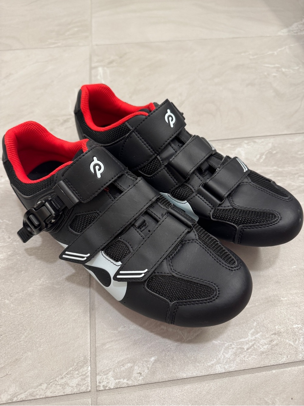 Peloton Cycling Shoes Black White Red Indoor Bike Spin Shoes Clip In